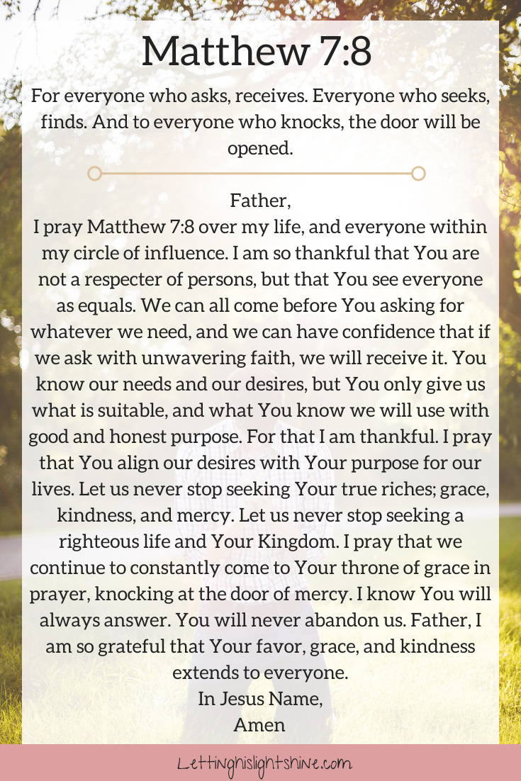 Matthew 7 8 Letting His Light Shine